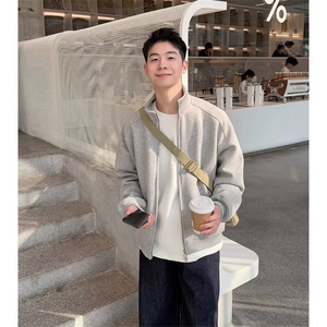 复古简约纯色立领卫衣男女情侣拉链衫外套上衣流行513AKS2631P43图片