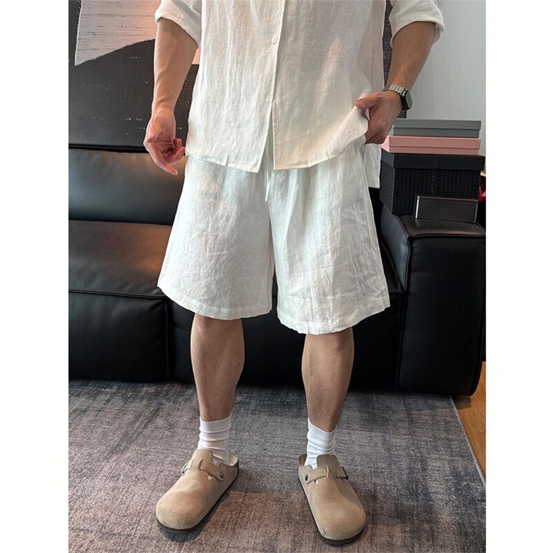 夏季老钱风天丝亚麻宽松休闲短裤DK038-P40,男装牛仔裤,星座1004-3