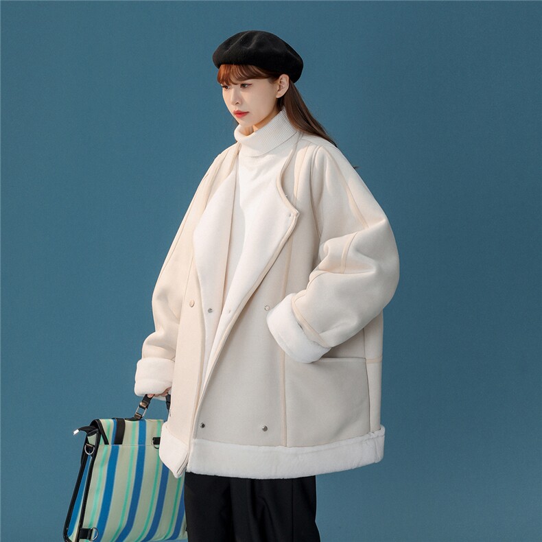 1中性风皮毛一体棉衣女高级感圆领机车棉衣男外套女8708P158控228，女装棉衣/棉服，星座226-2