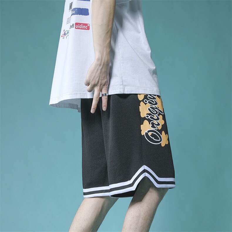 703-DK272-P28 品质跑量款 大码冰丝印花休闲织带下摆短裤M-5XL图片
