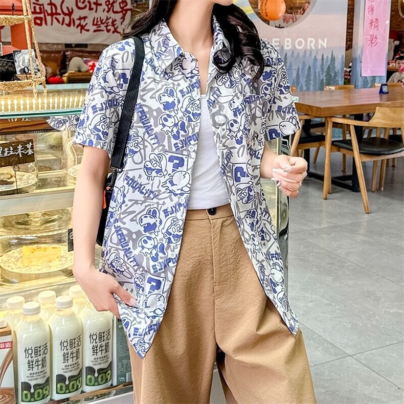 扎染短袖衬衫男女2025夏季宽松ins港风小众潮流沙滩休闲大码上衣,男装衬衫,星座506