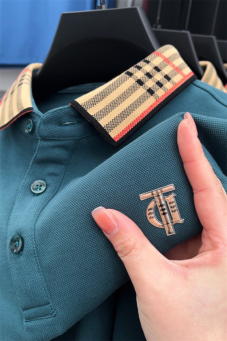 2023新款秋季体恤内搭纯色保罗POLO衫韩版修身上衣服男士长袖T恤,男装Polo衫,电商B212（原钱塘6029）
