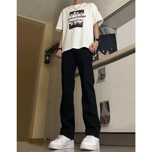 现货主推破洞弹力渐变大码直筒微喇毛边牛仔裤K860-K861-K866-P50图片