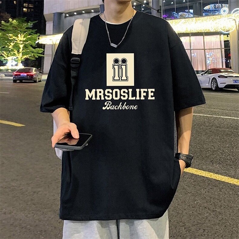 T761大码宽松纯棉运动圆领体恤衫oversize短袖T恤男重磅T,男装T恤,星座304A-1