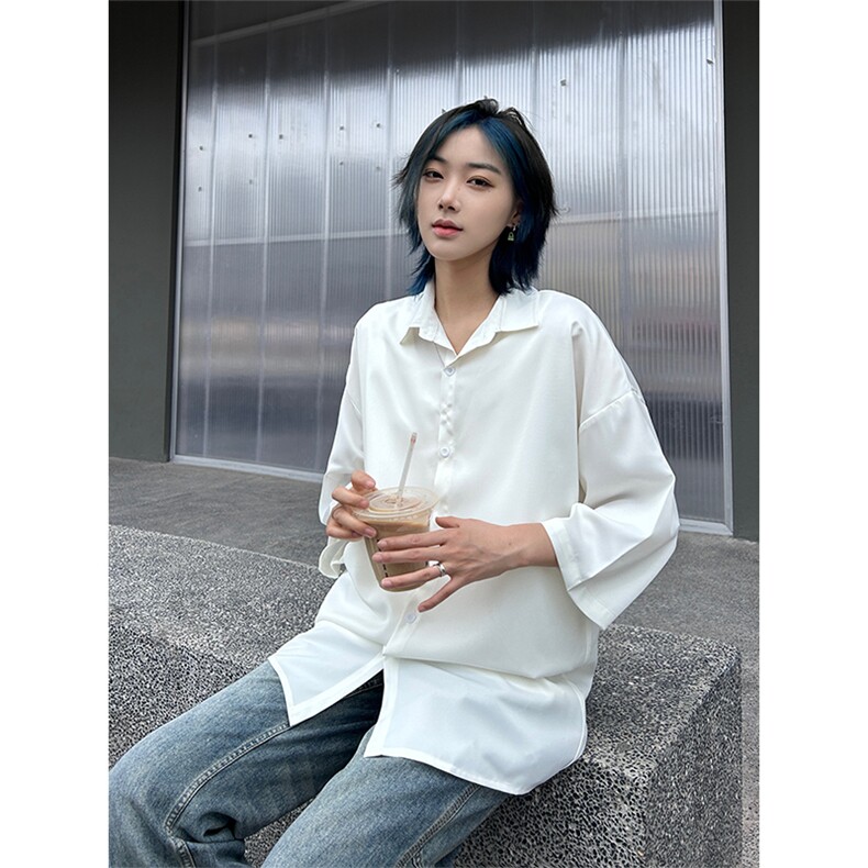 港风大码网红凉感宽松翻领短袖衬衫男女XZ213-CS8804-P35控58,男装衬衫,星座213