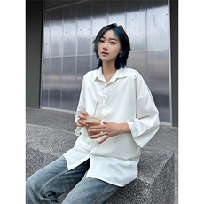 港风大码网红凉感宽松翻领短袖衬衫男女XZ213-CS8804-P35控58，男装衬衫，星座213
