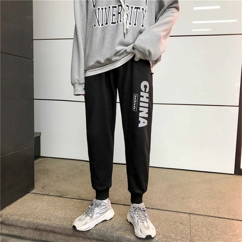 港风春装新款印花反光卫裤束脚运动休闲裤收腿裤P25,男装休闲裤,星座410-6（原星座1304-1）