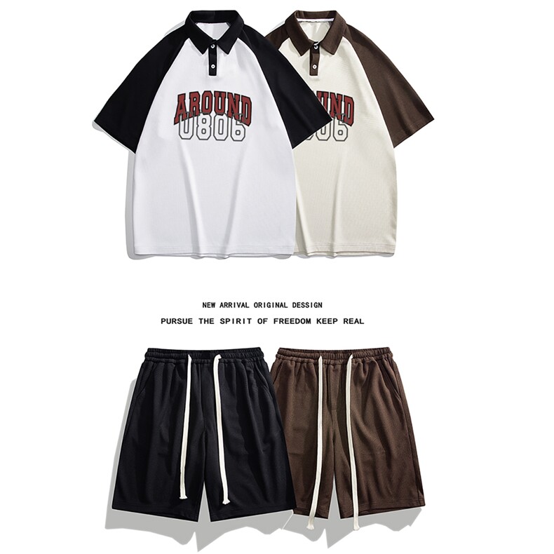白底23新款夏季时尚华夫格短袖T恤时尚潮流短裤TZ1183P65控88,男装牛仔裤,电商A247-1