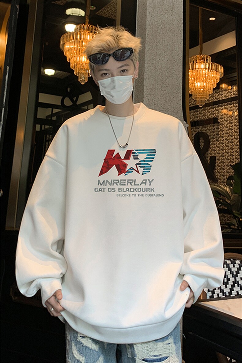 华夫格！华夫格上衣男圆领华夫格卫衣男大码长袖t恤男HY227-特P23,男装T恤,电商B367