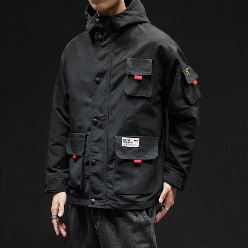 2021春季新款立体口袋工装夹克连帽外套大码钱塘6025-jk15-p90,男装夹克,星座311A