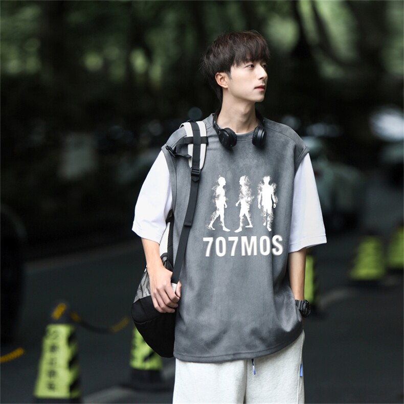 麂皮绒背心坎肩男T恤美式港风潮JB431-特P19控38,男装T恤,电商B370