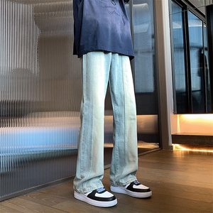 K112/P60春装新款现货牛仔裤男潮高街宽松直筒裤休闲水洗大码长裤图片