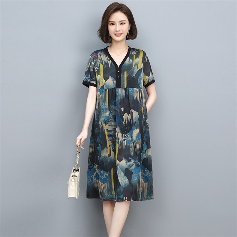 2022夏季新款时尚气质优雅显瘦休闲舒适连衣裙,女装连衣裙,忆绮罗