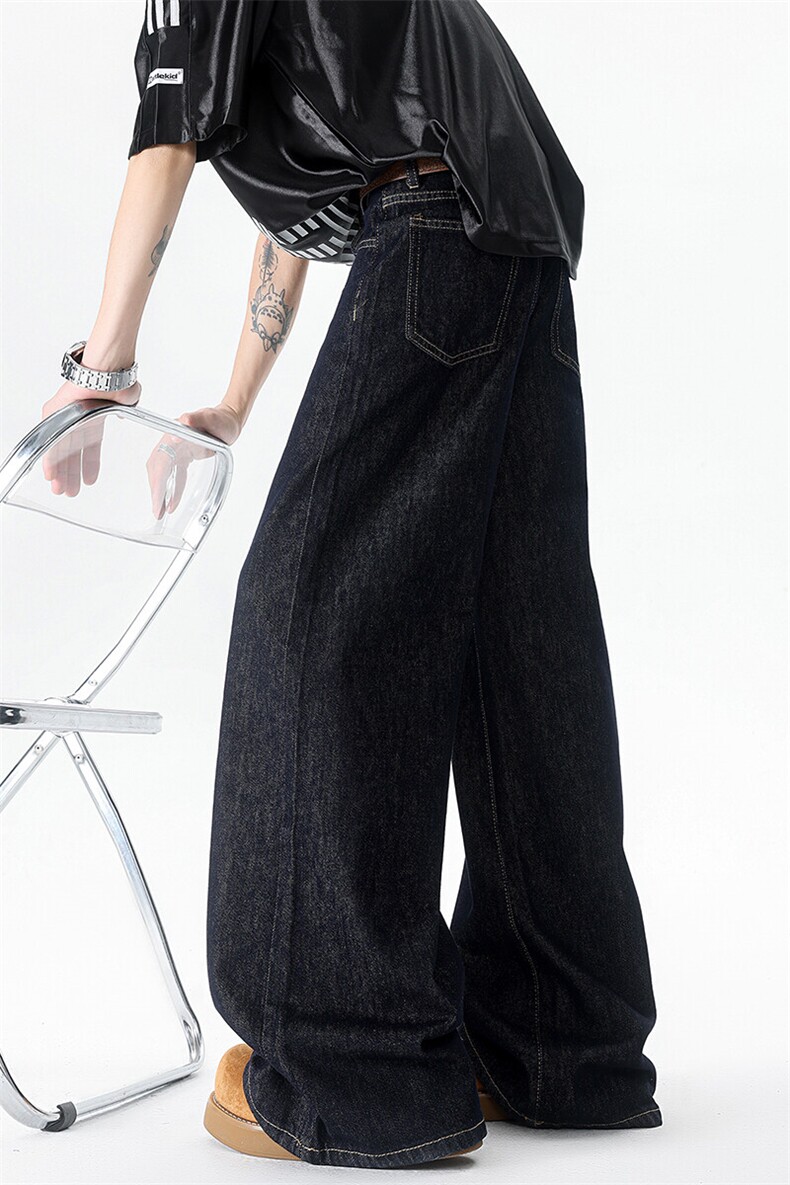 8XL-M原牛！深蓝美式阔腿牛仔裤垂感慵懒休闲拖地直通裤K9139P68,男装休闲裤,电商D206-1