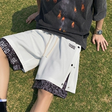 250g重磅刺绣排扣假两件短裤大码休闲五分裤FSDK05P38严控58，男装牛仔裤，电商B219B
