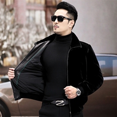 WL1906冬季新款男士金貂绒外套短款翻领夹克仿貂绒男装P330，男装皮衣，电商B360