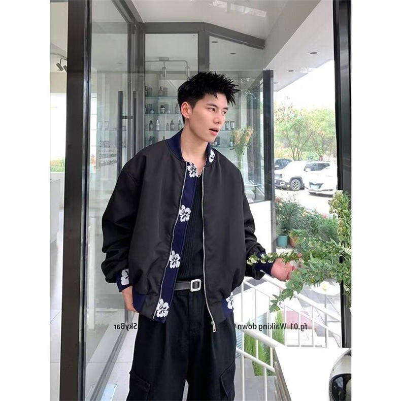 网络图现货美式复古高级感提花刺绣拼接情侣夹克棒球服J662-P55,男装夹克,星座715-7