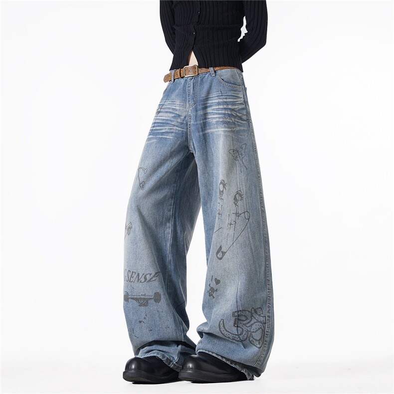 715-2-KX142-P70-X98（猫须涂鸦印花牛仔裤），男装牛仔裤，星座715-2