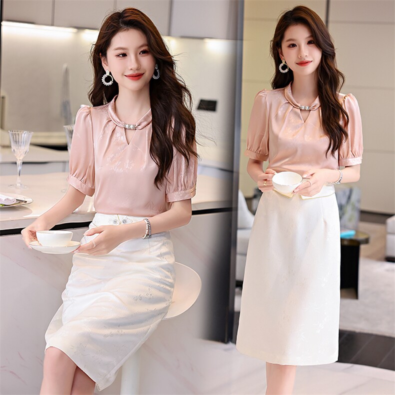 正式场合职业套装女2024新款夏季高级感通勤气质时尚套装裙两件套，女装套装/套裙，卡杰菲