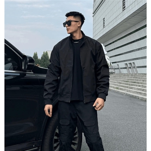 美式教练飞行员夹克男生痞帅硬汉穿搭短款外套cleanfit立领棒球服图片