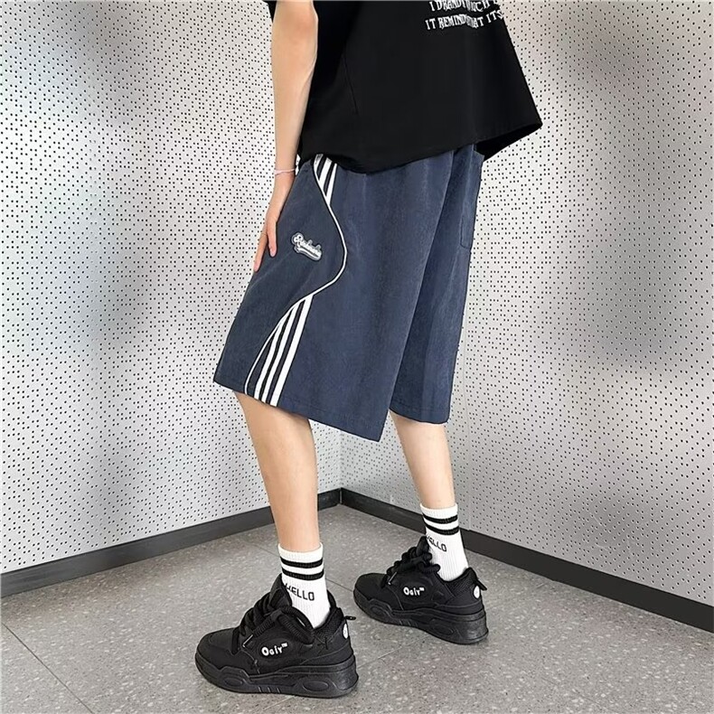 运动短裤男拼色条纹韩版潮流字母2023夏季新款ins五分裤K4226-P33,男装休闲裤,星座412-3