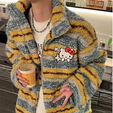 彩色条纹外套男2025冬季美式潮牌美拉德穿搭情侣外套W5513-P108，女装短外套，星座412