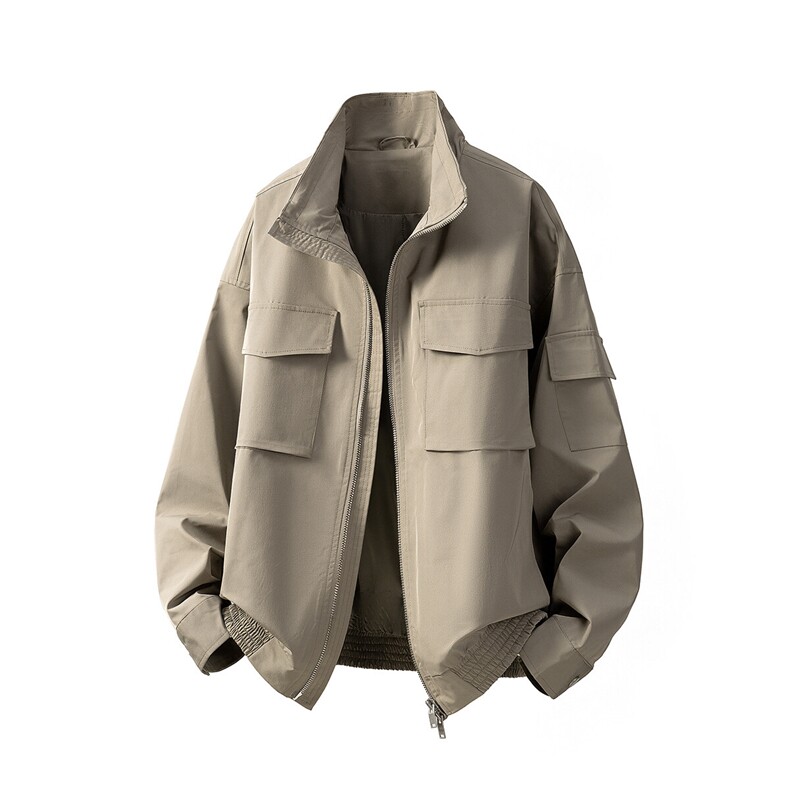 1立体白底立领多口袋工装夹克男：聚酯纤维JK77987P85控138，男装夹克，星座226-2