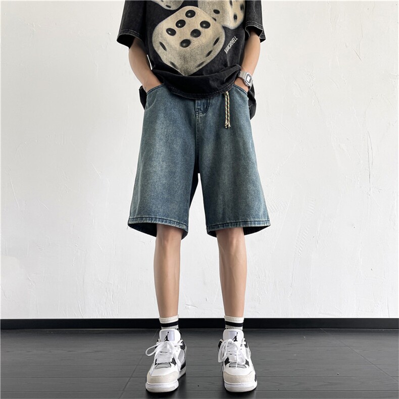 牛仔短裤男韩版潮流高街帅气2023夏季新款ins宽松五分裤RK561-P36,男装牛仔裤,星座412-3