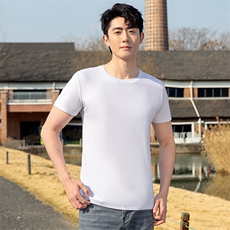 新款液氨纯棉男士圆领休闲简约百搭舒适短袖，男装T恤，元素羊绒