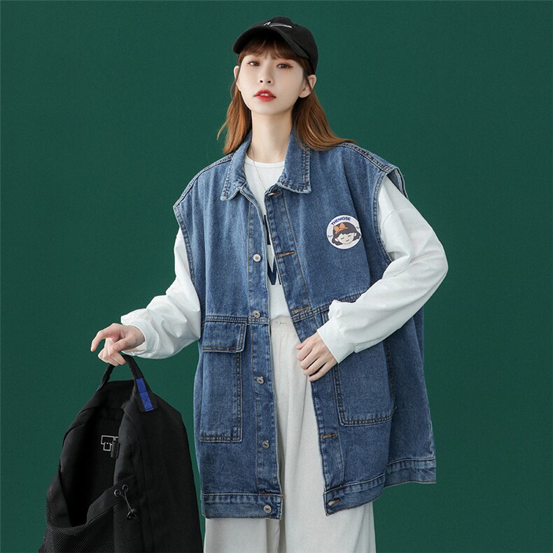 ！2022春季新品韩版宽松牛仔马甲情侣外套背心NK06P55控78,男装背心/马甲,A247A