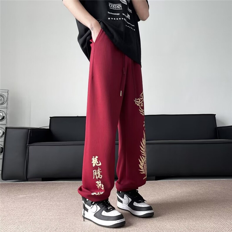 龙年休闲裤男韩版潮流印花高街帅2025春夏新款ins束脚裤K5006-P41,男装休闲裤,星座412