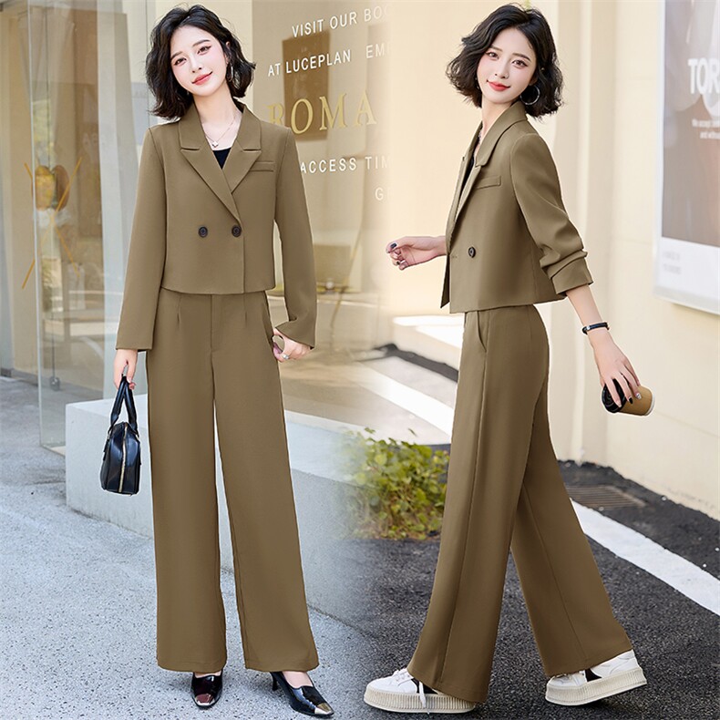 红老钱风西装套装女2024秋季新款休闲气质小西服裤子两件套,女装套装/套裙,罗腾
