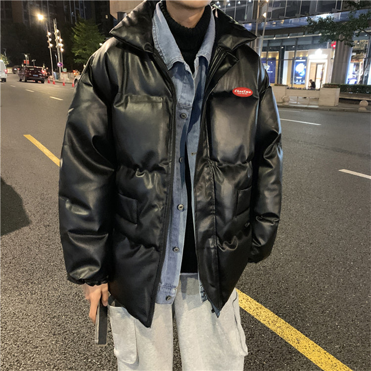 2021秋冬港风服假两件牛仔拼接衣韩版袄男潮 现货 W133-P95图片