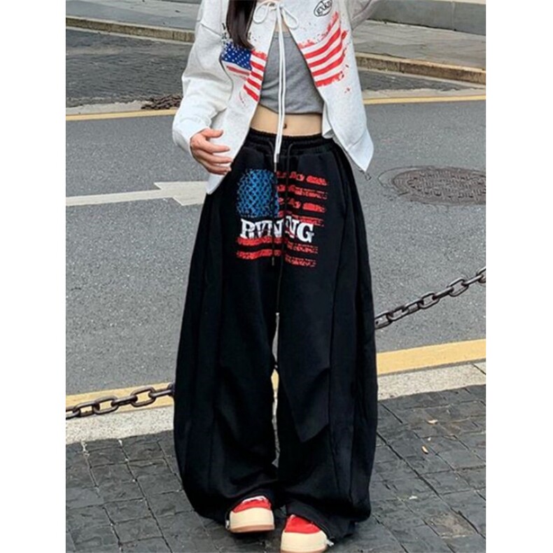 美式复古字母印花运动卫裤男女慵懒风阔腿休闲长裤K5337,男装休闲裤,星座1116A（原606A-3）
