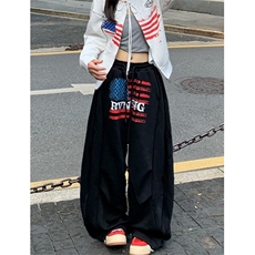 美式复古字母印花运动卫裤男女慵懒风阔腿休闲长裤K5337，男装休闲裤，星座1116A（原606A-3）