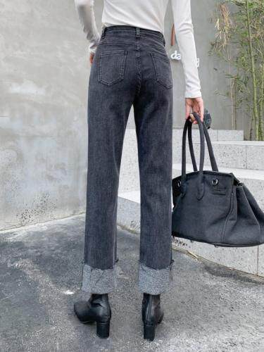 2021冬款加厚直筒牛仔裤，女装牛仔裤，雪儿诱惑