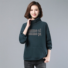 2021年秋季新款加绒加厚卫衣女宽松显瘦立领上衣服女打底衫，女装卫衣/绒衫，简韵佳