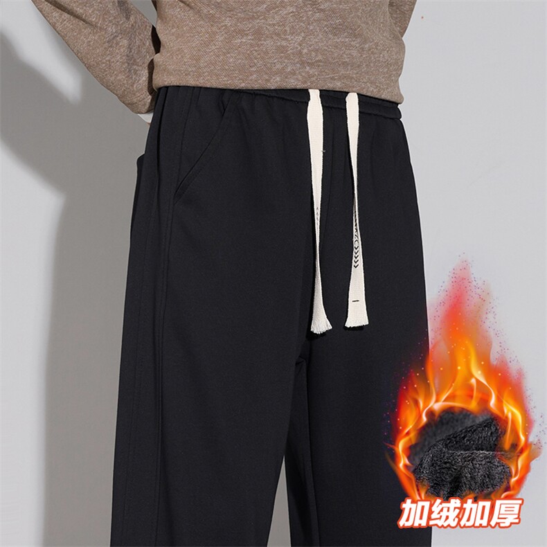 休闲裤宽松直筒阔腿裤长秋冬2025款卫裤男运动裤D017-P45加绒P50,男装休闲裤,星座509