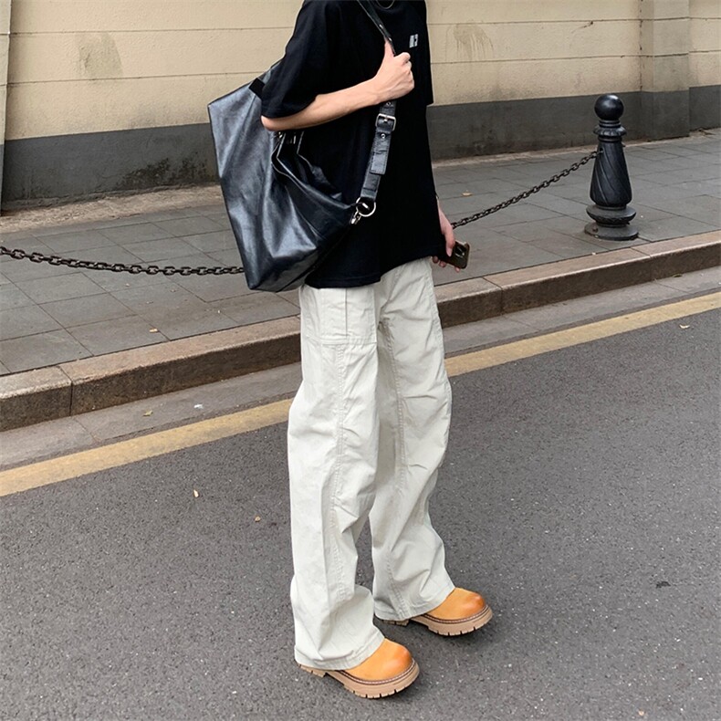 现货网图白色褶皱工装裤610A-1-K9041-P60,男装工装外套,星座610A-1