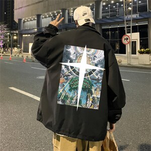 ！22秋季新款宽松大码港风十字架夹克外套JK1671-P50控68图片