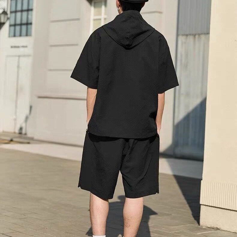 休闲运动防晒连帽外套女夏欧洲站2025简约时尚洋气短裤套装两件套,男装牛仔裤,星座506A