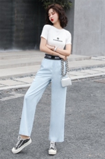 套装/套裙女2021夏季新款小雏菊短袖时尚天丝牛仔裤两件套装潮，女装套装/套裙，瑶迪依秀