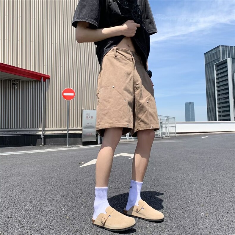 夏季男款牛仔短裤纯色宽松休闲中裤子潮流百搭,男装牛仔裤,星座1013