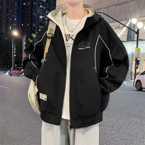 外套男学生潮流撞色连帽夹克春秋青少年帅气冲锋 A436-JK2589-P75图片