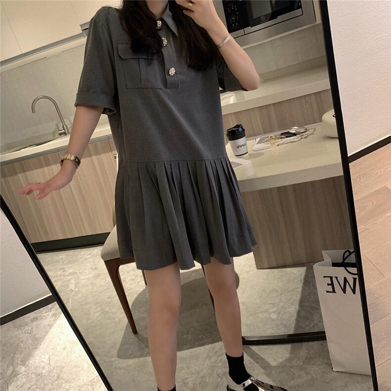 60541灰灰子百褶连衣裙，女装连衣裙，XTZ style