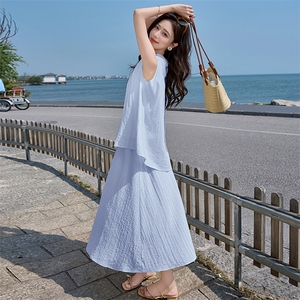 主推套装两件套连衣裙女2025夏季新款女装休闲气质裙子遮肚子好图片