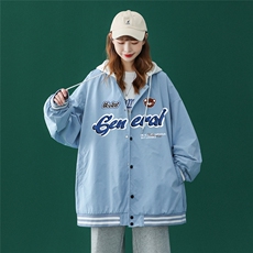 中性风秋季百搭宽松夹克情侣连帽棒球服外套女G622P65控78，男装夹克，电商A268