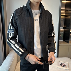 店主风春款美式休闲褶皱上衣外套立领时尚潮流夹克男JK093-P98，男装夹克，电商A413
