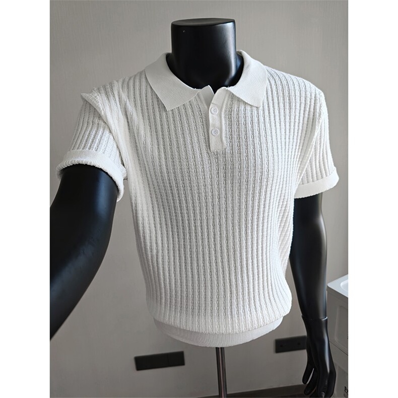 盗图老钱风新贵松弛感纯色翻领针织短袖POLO衫N6787/P58控88，男装T恤，电商A243