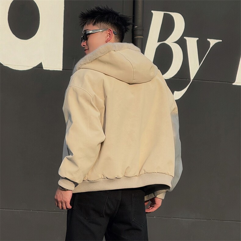 AY131/P158控208冬季社会小伙百搭加绒重磅连帽座山雕外套男黑首,女装短外套,星座305B-1